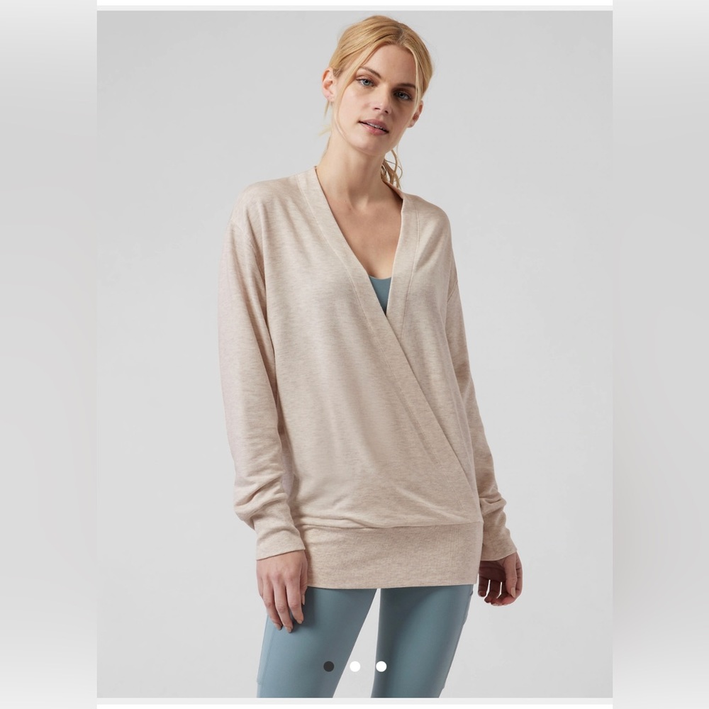 Athleta Purana V Neck Wrap Sweatshirt Size Small